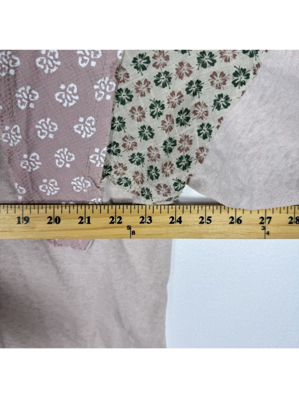 Easel Womens Oversized Floral Patchwork Short Sleeve Top L Boho Cottagcore Pink - Picture 11 of 12